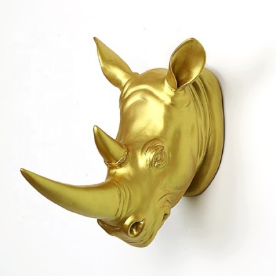 Tượng đầu tê giác [composite] vàng nghệ thuật 90 x 40 x 78 cm