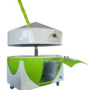 Kiosk composite hình quả dừa xanh bán nước ép — màu sắc tùy chỉnh theo nhận diện thương hiệu