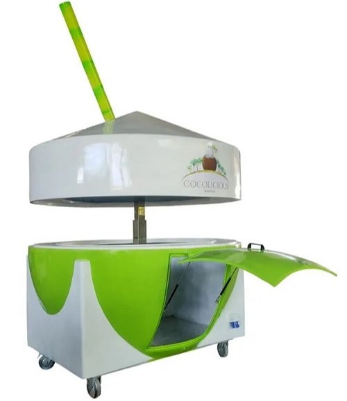Kiosk Composite Hình Quả Dừa — Quầy Bán Hàng Tự Viral, Mỗi Khách Hàng Là Một TikToker Miễn Phí Kiosk composite hình quả dừa xanh — màu sắc và logo tùy chỉnh 100% theo nhận diện thương hiệu của bạn