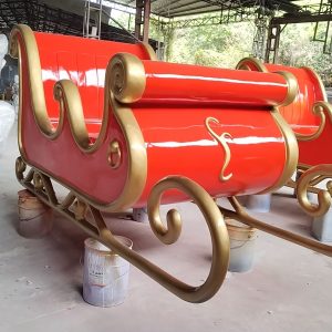 Mô Hình Ông Già Noel Ngồi Xe Trượt Tuyết Composite Cỡ Lớn 320×150cm — góc nhìn thực tế từ xưởng sản xuất composite