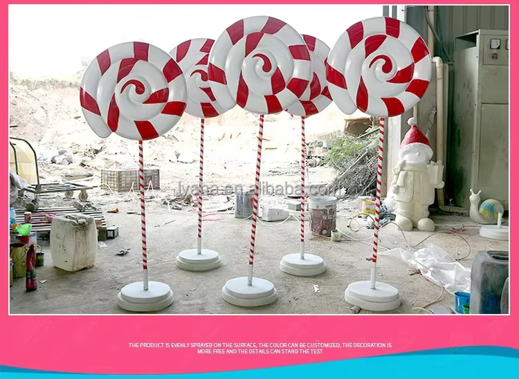 Tượng Kẹo Lollipop Composite Khổng Lồ Trang Trí Noel Ngoài Trời Tượng Kẹo Lollipop Composite Khổng Lồ Trang Trí Noel Ngoài Trời — chi tiết vật liệu composite sợi thủy tinh chất lượng cao